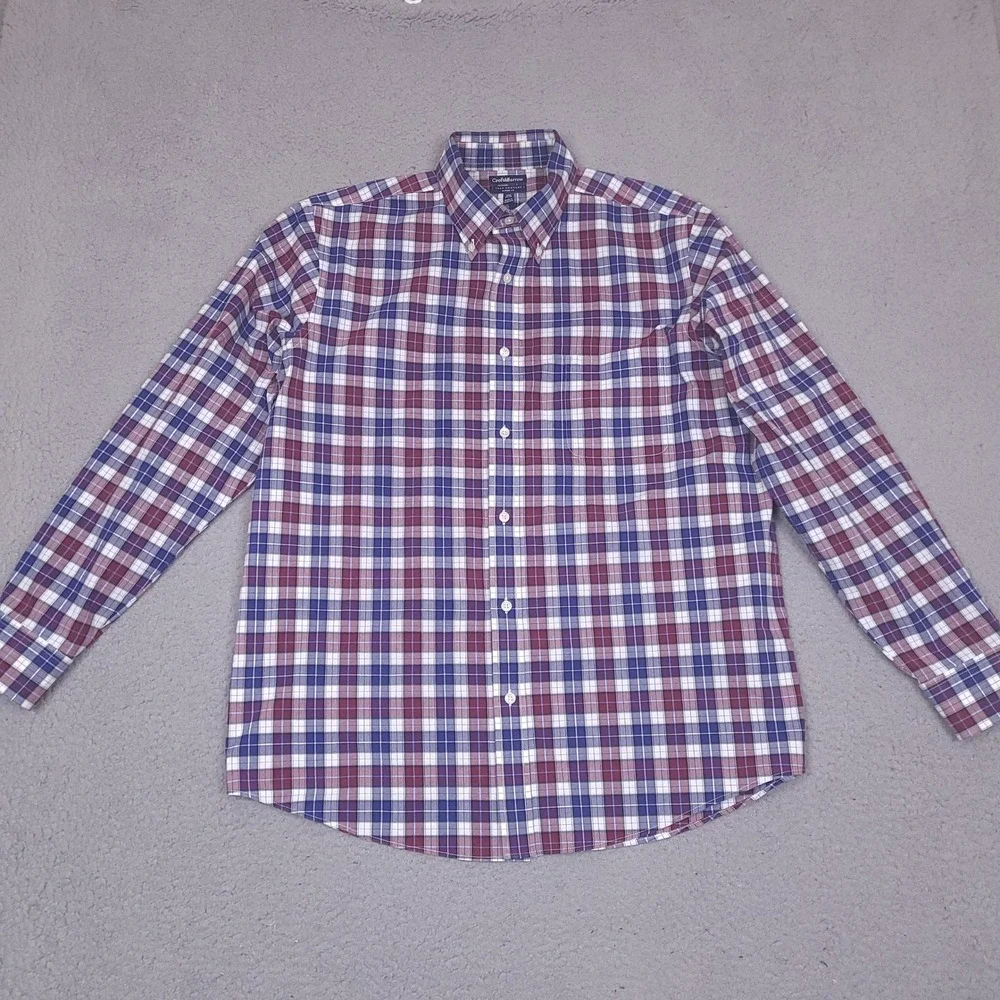 Croft & Barrow Shirt Mens 16.5 34/35 XL Plaid Classic Fit True Comfort‎